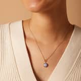 Stainless steel goldplated ketting met hanger met blue lace agaat voor dames