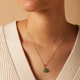 Stainless steel goldplated ketting met hanger met groene aventurijn voor dames