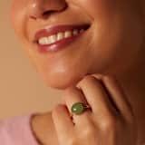 Stainless steel goldplated ring met groen aventurijn voor dames