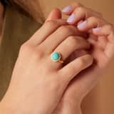 Ring aus Edelstahl, vergoldet, mit Türkis