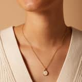 Stainless steel goldplated ketting met hanger met rozenkwarts voor dames