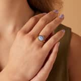 Stainless steel goldplated ring met blue lace agaat voor dames