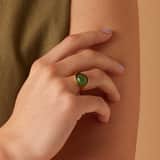 Ring aus Edelstahl, vergoldet, mit grünem Aventurin, oval