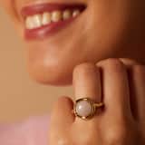 Ring aus Edelstahl, vergoldet, mit Rosenquarz