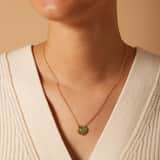 Stainless steel goldplated ketting met hanger met groene aventurijn voor dames
