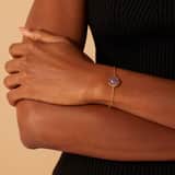 Stainless steel goldplated fantasiearmband met amethyst voor dames