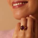 Ring, Edelstahl, vergoldet, mit Amethyst