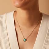 Stainless steel goldplated ketting met hanger met turquoise voor dames