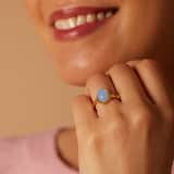 Stainless steel goldplated ring met opaal
