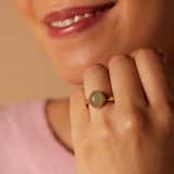Ring, Edelstahl, vergoldet, mit grünem Aventurin