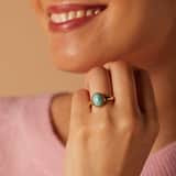 Stainless steel goldplated ring met turquoise voor dames