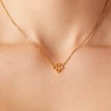 Stainless steel goldplated ketting met hanger ovale bloem voor dames