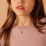 Zilveren goldplated kinderketting hart roze kristal