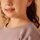 Zilveren kinderoorknoppen hart paars