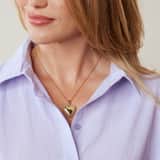 Stainless steel ketting met medaillon hart met zirkonia voor dames