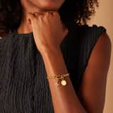 Bettelarmband aus Edelstahl, vergoldet, mit flachem Glied, doppelreihig