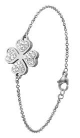 Armband aus Edelstahl Kleeblatt mit Kristall