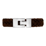 Armbanduhr aus Edelstahl für Herren, geflochtenes Leder, dunkelbraun