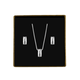Gerecycled stainless steel set ketting&oorbellen zwarte zirkonia