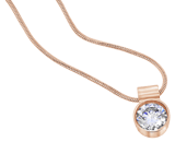 Stainless steel roséplated ketting met hanger met zirkonia voor dames