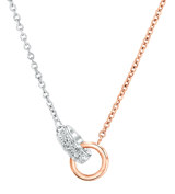 Gerecycled stainless steel ketting stainless steel/rose ringen met kristal