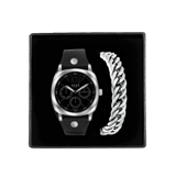 Set mit Armband und Regal-Armbanduhr aus Edelstahl