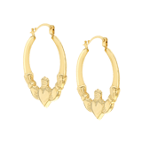 375 Gold Ohrringe, oval, mit Herz