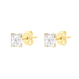 375 Gold Ohrstecker, viereckig, mit Zirkonia
