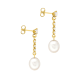 375 Gold Ohrringe mit Zirkonia und Perle