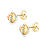 9 karaat tricolor oorknoppen voor dames