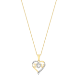 Zweifarbige 375 Gold Halskette mit Herzanhänger mit Zirkonia