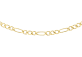 Halskette, Figaro, aus 375 Gold mit Diamantschliff