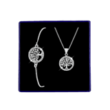 Zilveren set levensboom met zirkonia