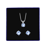 Schmuckset, 925 Silber, Kristall, helles Saphirblau