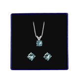 Zilveren set kristal indicolite