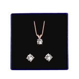 Schmuckset, 925 Silber, rotvergoldet, Kristall, weiß