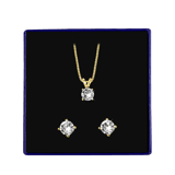 Schmuckset, 925 Silber, vergoldet, Kristall, weiß