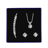  Schmuckset, 925 Silber, Kristall, weiß