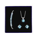 Zilveren set kristal aqua