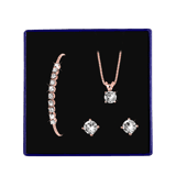 Schmuckset, 925 Silber, rotvergoldet, Kristall, weiß
