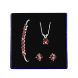 Zilveren set kristal ruby