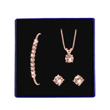 Schmuckset, 925 Silber, rotvergoldet, Kristall, Light Peach
