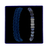 Stainless steel set met licht blauw leer&dumortierite