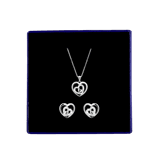 Set mit Halskette und Ohrringen aus 925 Silber, Herzen mit Zirkonia
