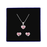 Zilveren kinderset licht roze kristal
