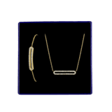 Edelstahlset, Gold, offener Steg mit Kristall