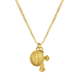 Goldfarbene Byoux-Kette mit Kreuz und Münze