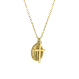 Goldfarbene Byoux-Kette mit Kreuz und Anhänger