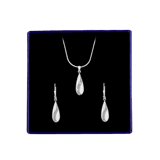 Zilveren set druppel mat/glans met zirkonia