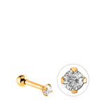 Stainless steel goldplated helixpiercing met zirkonia